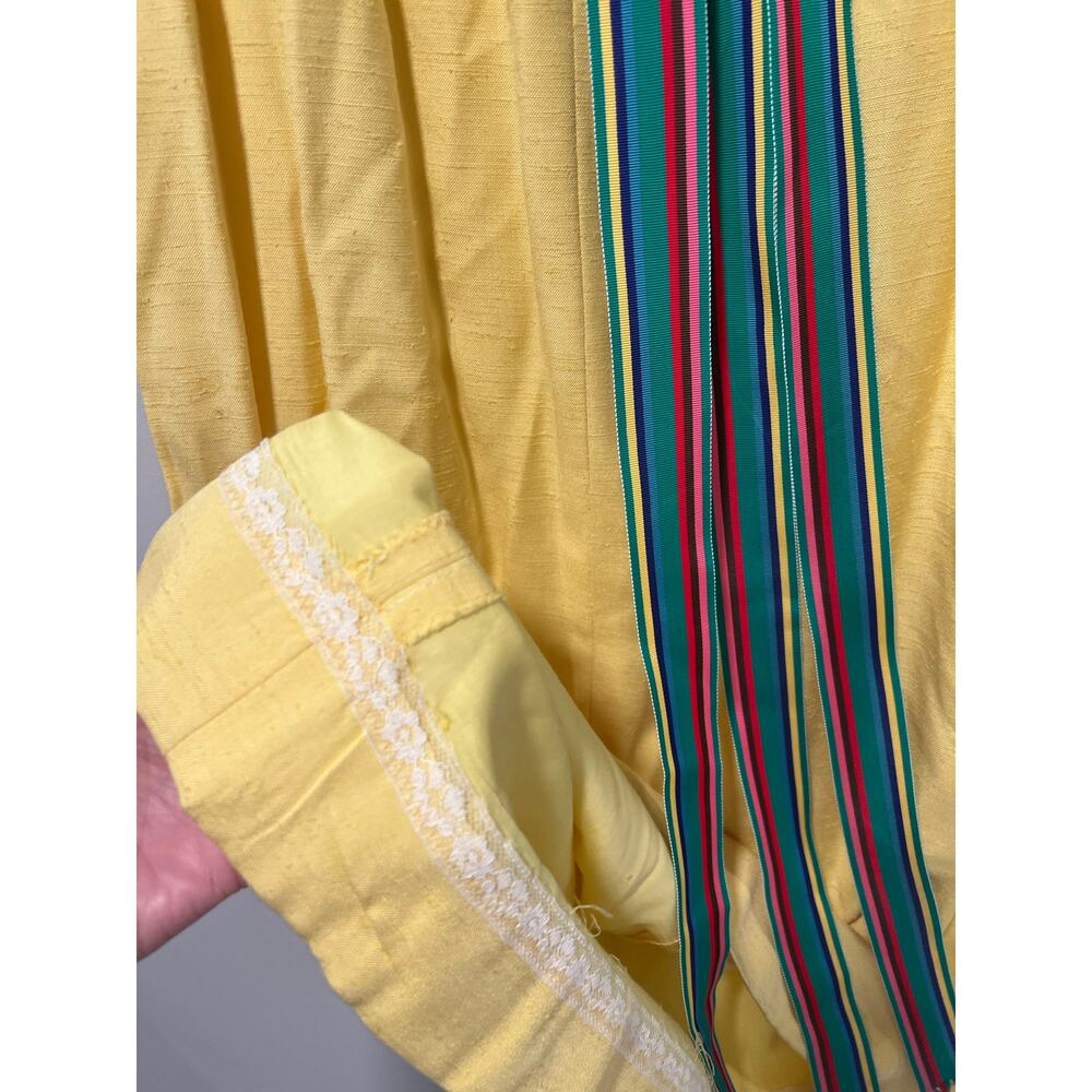 Vintage Homemade Maxi Skirt Butter Yellow with Ribbon Size Small JL - Picture 6 of 14